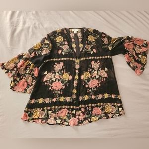 Style & Co Floral Sheer Open Blouse